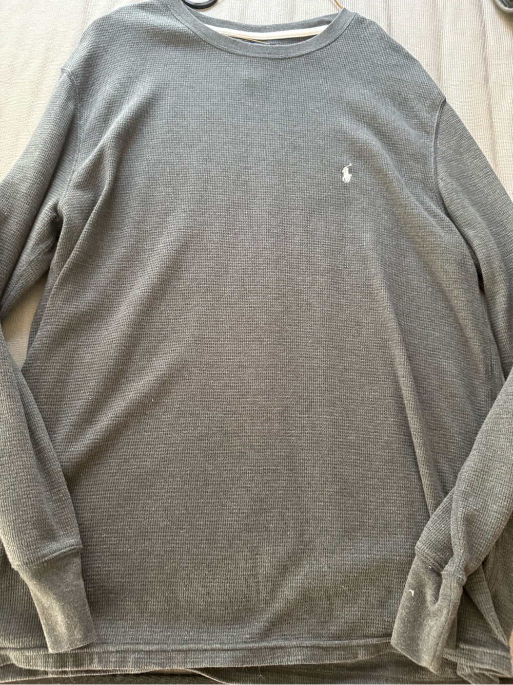 Polo by Ralph Lauren Men's Slate Gray Waffle Crewneck Sweater